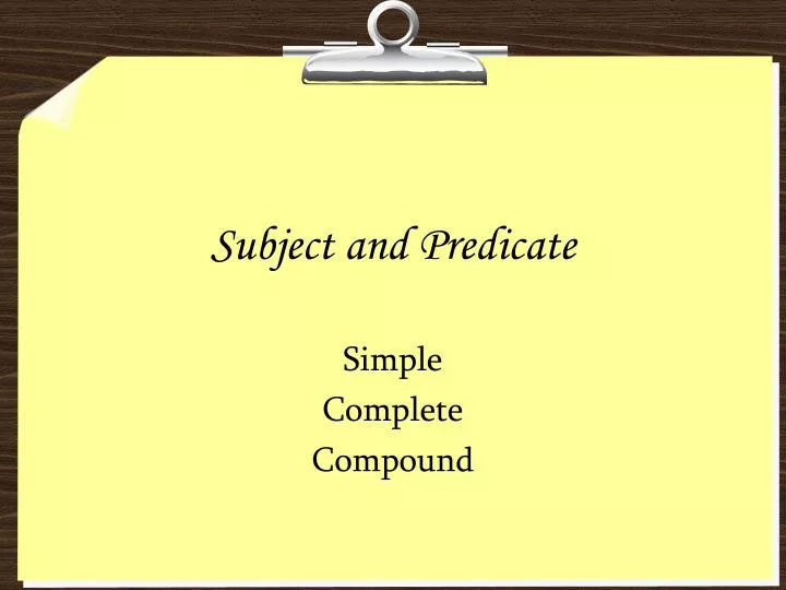 subject and predicate