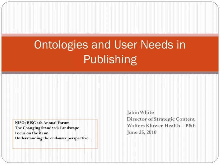 ontologies and user needs in publishing