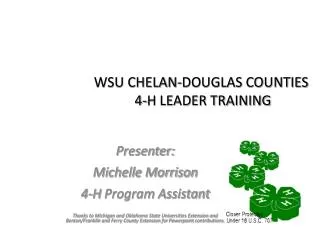 WSU CHELAN-DOUGLAS COUNTIES 4-H LEADER TRAINING