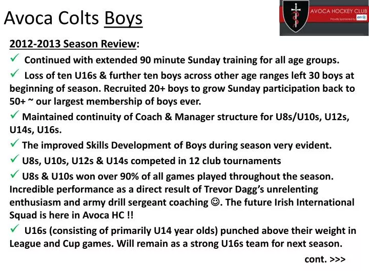 avoca colts boys