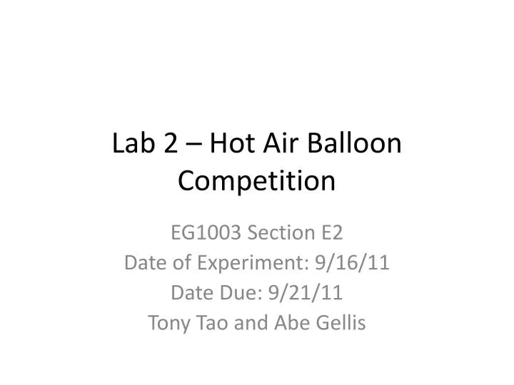 lab 2 hot air balloon competition