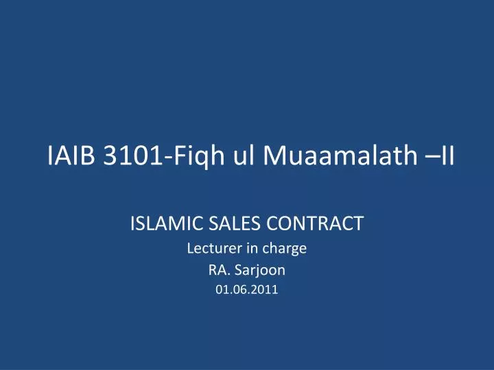 iaib 3101 fiqh ul muaamalath ii