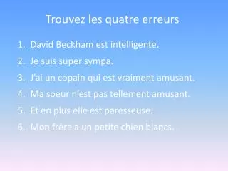 trouvez les quatre erreurs