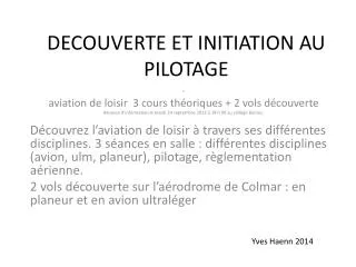 decouverte et initiation au pilotage