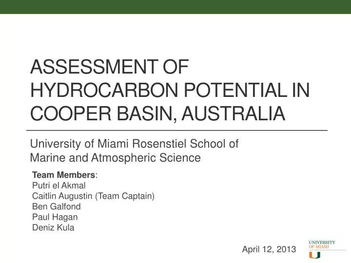 assessment of hydrocarbon potential in cooper basin australia