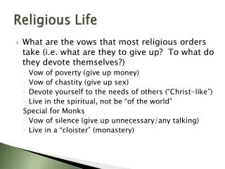 Religious Life