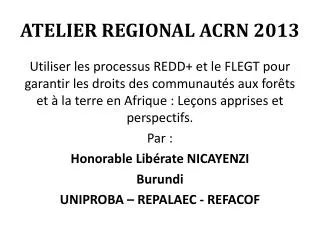 atelier regional acrn 2013