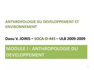 module i anthropologie du developpement