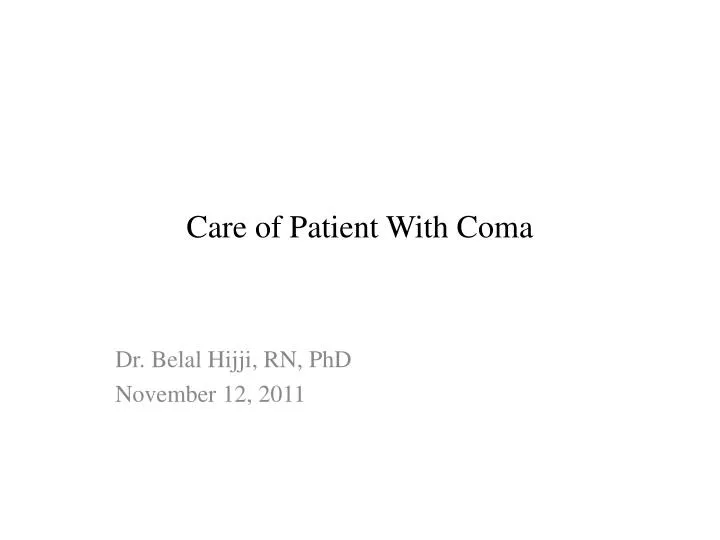 care of patient with coma