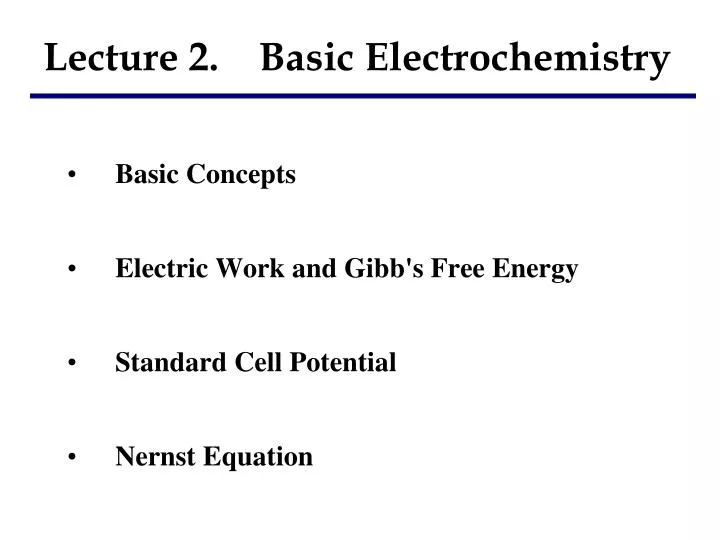 lecture 2 basic electrochemistry