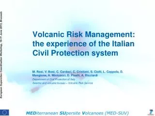 Volcanic Risk Management: the experience of the Italian Civil Protection system