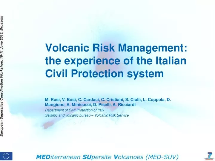 volcanic risk management the experience of the italian civil protection system