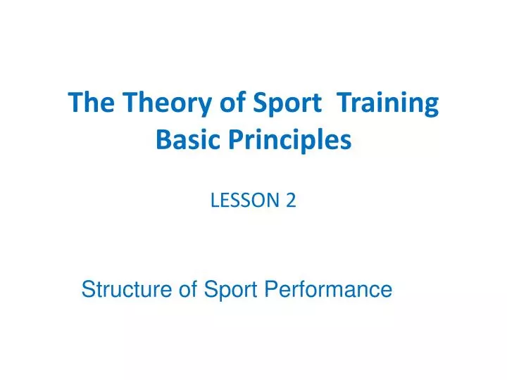 the theory of sport training basic principles