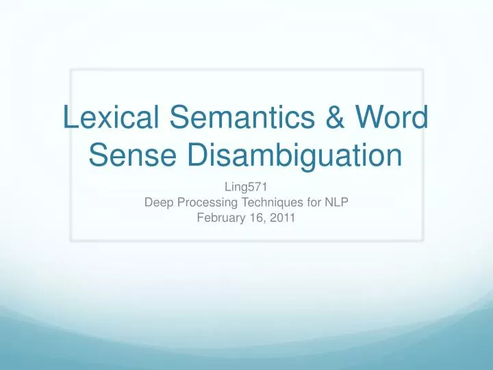 lexical semantics word sense disambiguation
