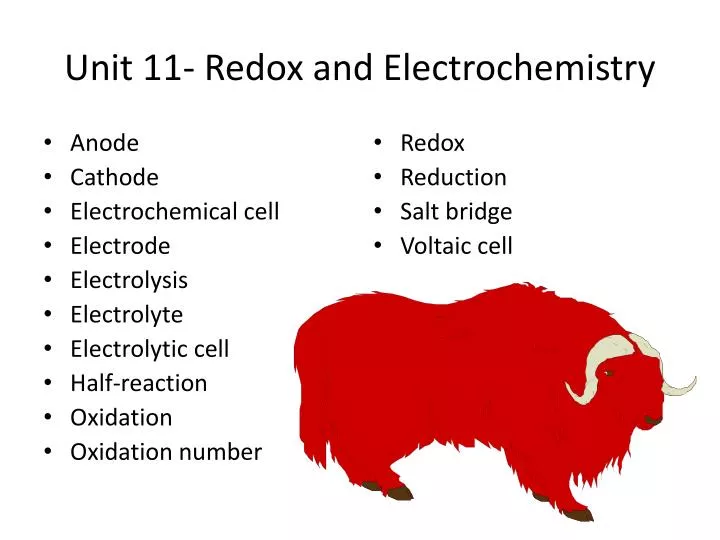 unit 11 redox and electrochemistry