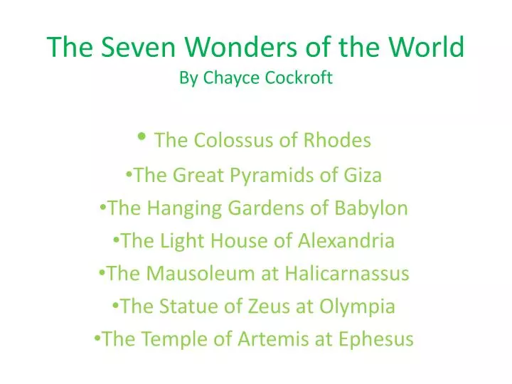 the seven wonders of the world by chayce cockroft