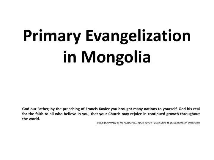 primary evangelization in mongolia
