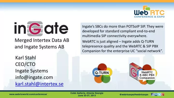 karl stahl ceo cto ingate systems info@ingate com karl stahl@intertex se