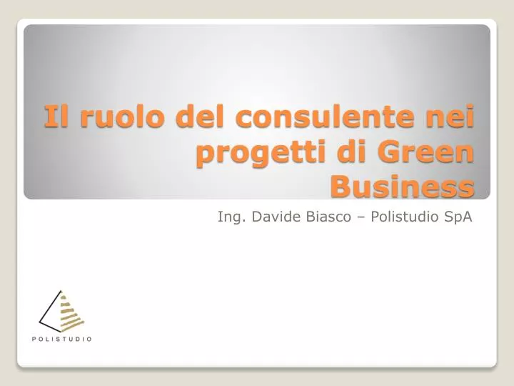 il ruolo del consulente nei progetti di green business