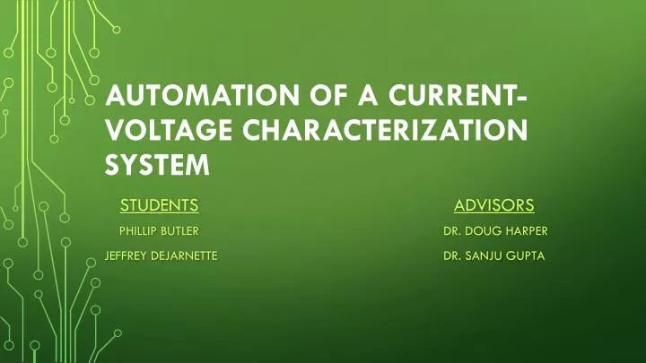 automation of a current voltage characterization system