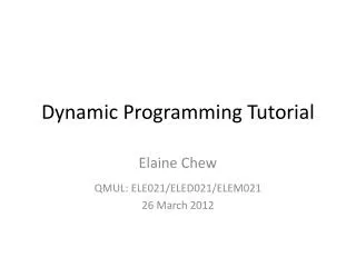 Dynamic Programming Tutorial