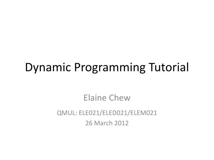 dynamic programming tutorial