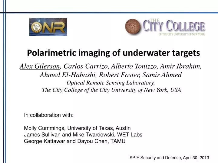 polarimetric imaging of underwater targets