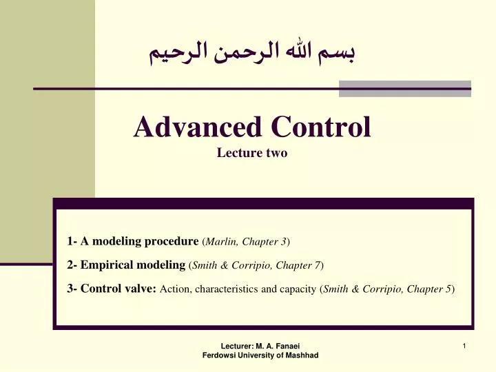 advanced control lecture two