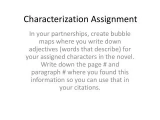 Characterization Assignment