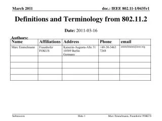 Definitions and Terminology from 802.11.2