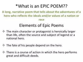 *What is an EPIC POEM??