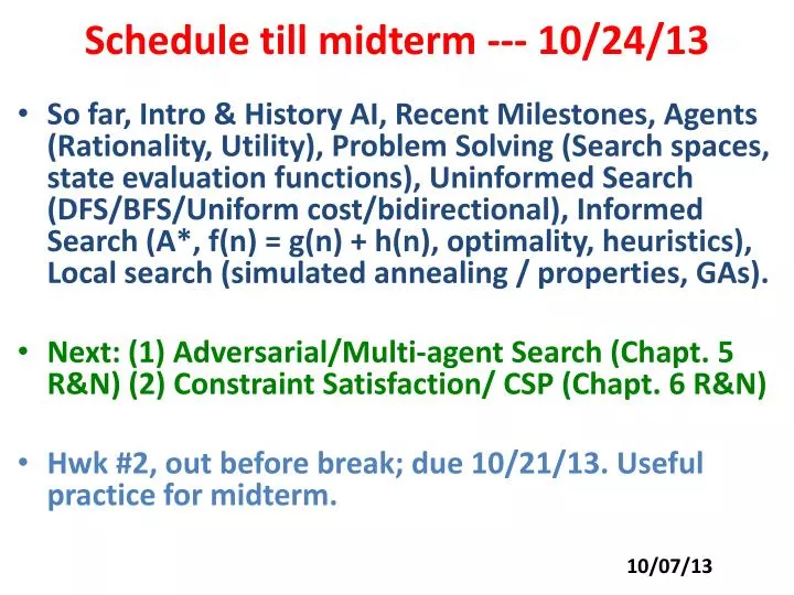 schedule till midterm 10 24 13