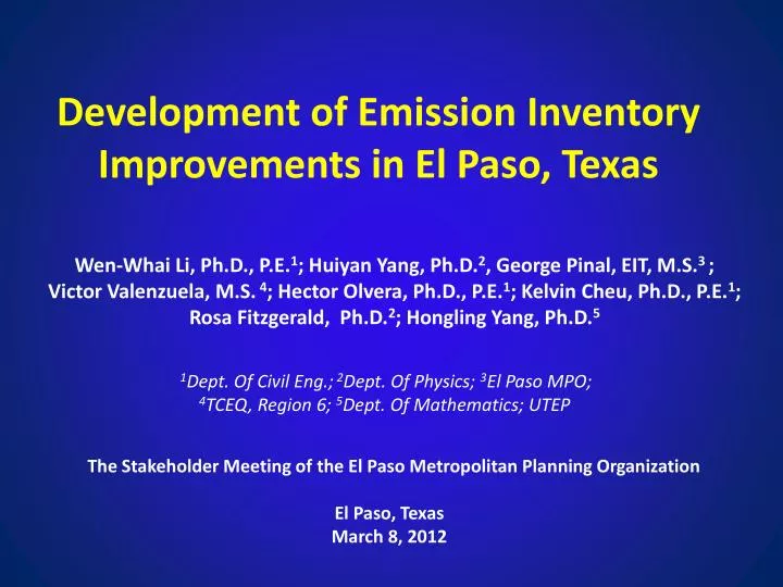 development of emission inventory improvements in el paso texas
