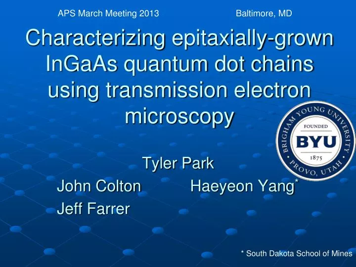 characterizing epitaxially grown ingaas quantum dot chains using transmission electron microscopy