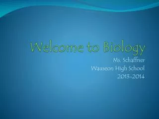 Welcome to Biology