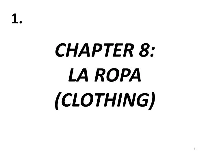 chapter 8 la ropa clothing