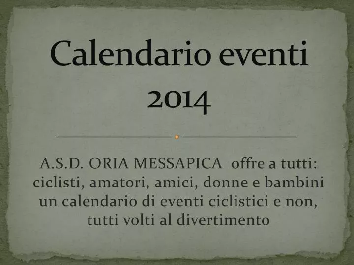 calendario eventi 2014