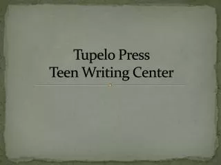 Tupelo Press Teen Writing Center