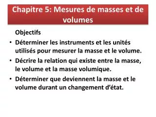 chapitre 5 mesures de masses et de volumes
