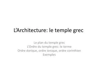 l architecture le temple grec