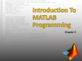 Introduction To MATLAB Programming