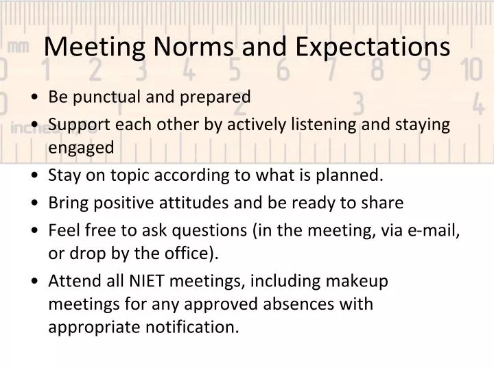 meeting norms and expectations