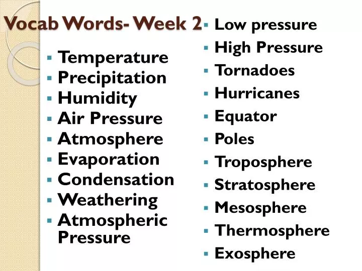 vocab words week 2