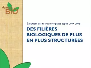 des fili res biologiques de plus en plus structur es