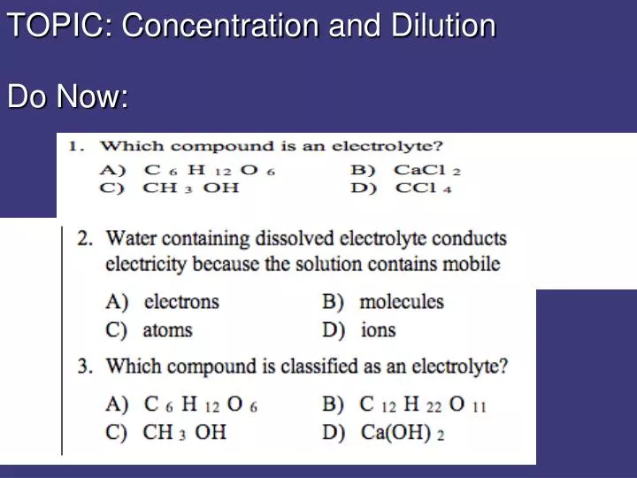 topic concentration and dilution do now