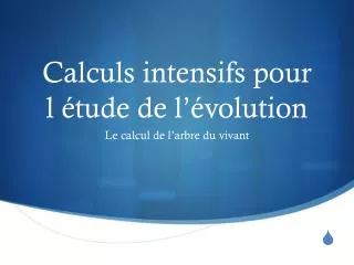 calculs intensifs pour l tude de l volution