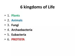 6 kingdoms of Life