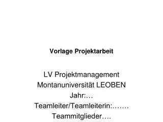 Vorlage Projektarbeit