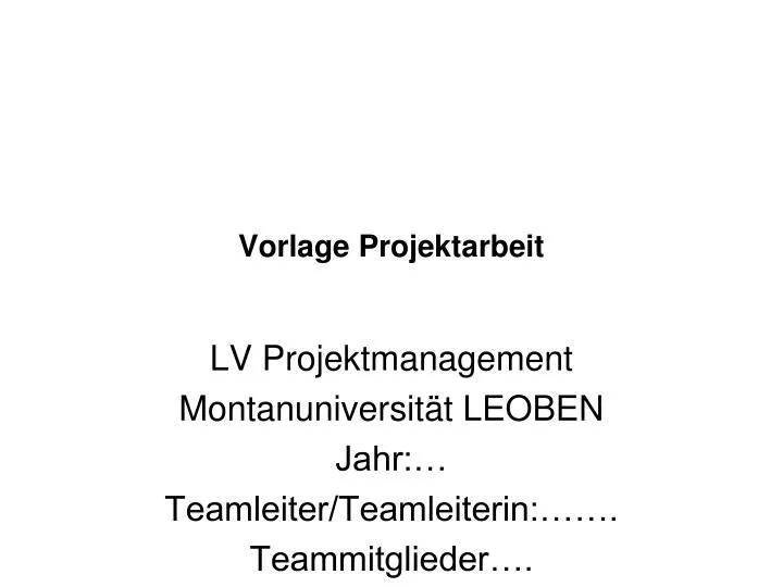 vorlage projektarbeit