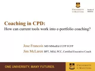 Coaching in CPD : How can current tools work into e-portfolio coaching?